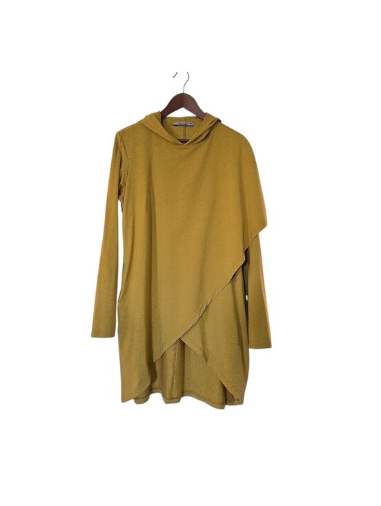 Tops - Shukr Clothing Mustard Long Sleeve Hooded Asymmetric Wrap Style Tunic Size Large